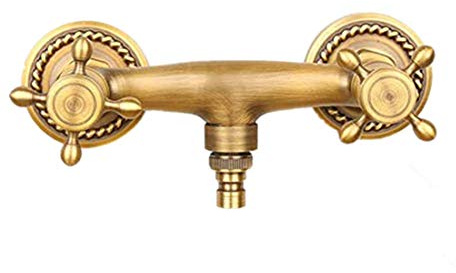 Robinet de jardin extérieur, robinet mitigeur mural en laiton massif, finition antique durable pour machine à laver et jardin, robuste et bien conçu