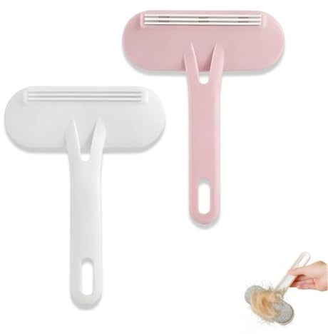 2er Pack Fusselbürste Tierhaare, Wiederverwendbare Kleiderbürste für Kleidung & Polstermöbel, Elektrostatische Flusenbürste zur Haarentfernung, Textilbürste für Sofa und Auto, Weiß & Rosa