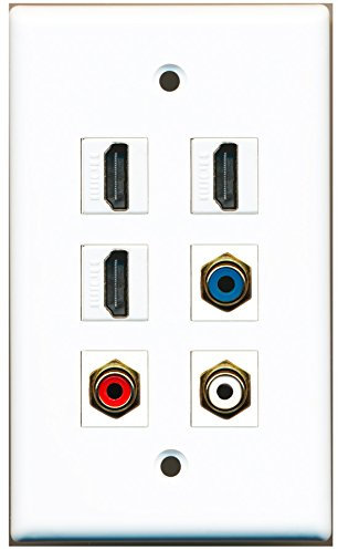 RiteAV – 3 HDMI 1 puerto RCA rojo 1 Puerto RCA blanco 1 Puerto RCA azul placa de pared