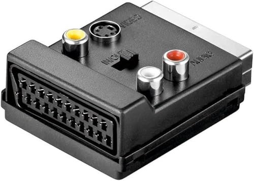 CABLEPELADO Scart Adapter Mit Eingangs-/Ausgangswahlschalter, Umschaltbar, Konverter Männlich Auf Weiblich, 2 x RCA Audio, 1 x RCA Video, 1 x S-Video