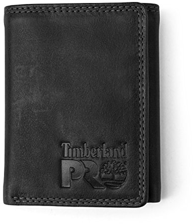 Timberland Pro Portefeuille à Trois Volets en Cuir RFID avec fenêtre pour Carte d'identité, Noir/Bullard, Taille Unique Homme