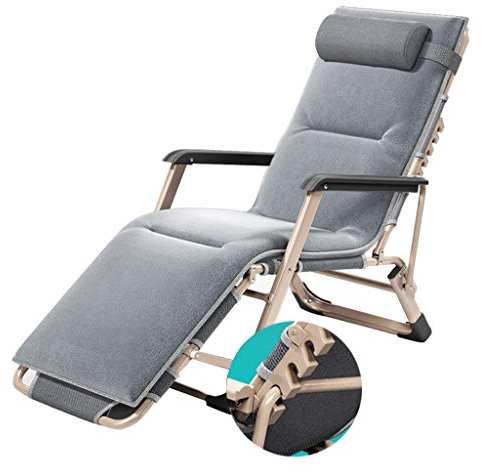 LHNLY-Liegen Klappbar Liegender Freizeitliege Saunaliege Sonnenliege Liegestühle Gartenstuhl Recliner Campingliege Strandliege Terrasse Verstellbar, Gemütlich Grau Max. 260 kg