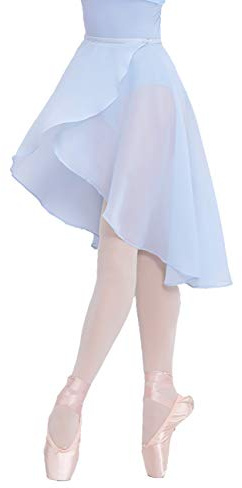 Ballet Wrap Skirt Women Chiffon midi Dance Skirts with Adjustable Waist Light Blue