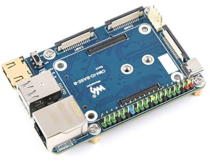 Waveshare CM4-IO-BASE-B for Raspberry Pi Compute Module 4 Bundle with USB HDMI Adapter (6 Items)