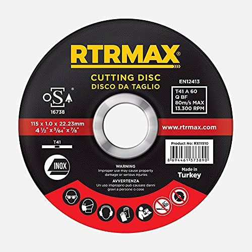 RTRMAX Disco da taglio per acciaio inox 230X1.8X22.23 - Confezione da 25