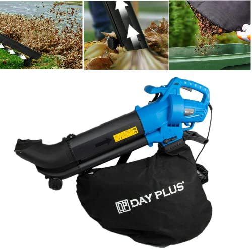 Electric 3 in 1 Garden Leaf Blower Vacuum & Shredder Mulcher, 3500W Electric Leaf Blower with Rake and Wheels, 10:1 Shredding Ratio, with 10m Cable and 35L Capacity Collection Bag