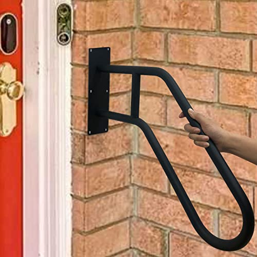 Wall Mounted handrail, Garage Railing with Matte Black Finished, Grab Bars for Garage, Porch, Garden 1 to 3 Steps Stairs(28.7 Length)