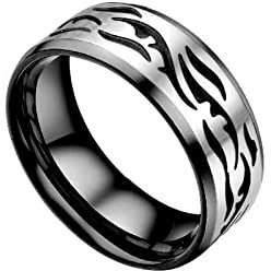 Aotiwe Freundschaftsringe Beste Freundin, Ring Damen Edelstahl Chinesischer Stil Schwarz Größe 60 (19.1)