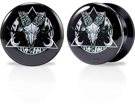 TBOSEN EN 1 Paar Acryl und Epoxid Insekt Schädel Schafskopf Dreieck Punk Element Schraubohren Tunnel Stecker Expander Piercing Modisches Geschenk 2g-1-3/16Zoll in 6mm-30mm