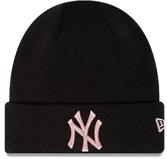 New Era New York Yankees MLB League Essential Black Pink Cuff Knit Beanie - One-Size