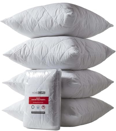 Homescapes 4er-Set Gesteppte Kissenschoner 80x80 cm, wattierte Polycotton-Kissenschonbezüge hypoallergen