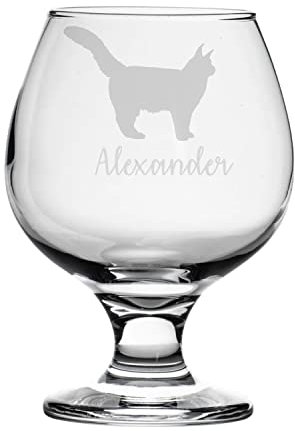 Personalised Maine Coon Cat Engraved Brandy Snifter Glass, Animal Gift for Women, Gift for Men (Maine Coon Cat)