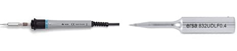 ERSA Lötkolben Basic Tool 60 für Lötstation Analog60 und MS6000 60 Watt 0670CDJ & Dauerlötspitze gerade verlängert bleistiftspitz 0,4 mm Durchmesser mit ERSADUR-LF Beschichtung