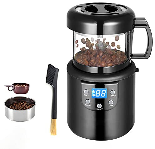 HYQNG Electric Coffee Bean Roaster Machine 80-100g Electric Air Coffee Beans Baking Roasting Machine 1400W, Adjustable Timer Roasting Heating and Air Fan Setting, Auto & Diy Mode For Coffee Lover B