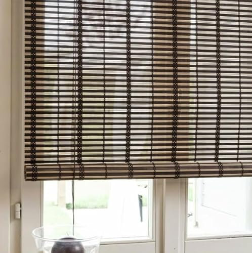 Tapparella Avvolgibile in bamboo a rullo | In listelli di bambù | Tenda da sole oscurante | 100x160-120X250-150x300-200X300 cm (120x250 cm, Marrone Scuro)