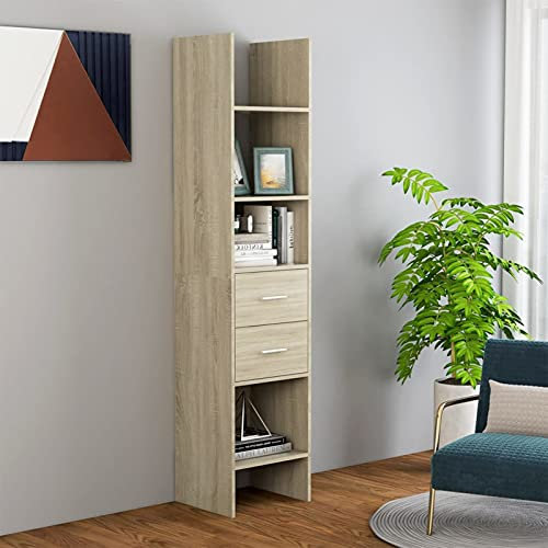 CIADAZ Bücherregal, Regal, Schrank, Regal Kinderzimmer, Bookshelf, Leiterregal, Standregal, Wandregal, Aktenregal, DVD Regal, Sonoma-Eiche 40x35x180 cm Spanplatte