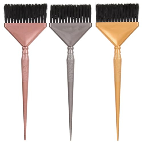 NOLITOY 3pcs Hair Dyeing Brush, Hair Color Applicator Brush Set Salon Dye Tools with Handles for Highlighting Precise Coloring