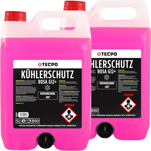TECPO Kühlerfrostschutz rot G12+ Antifreeze -40°C Frostschutz rosa Kühlmittel 10L