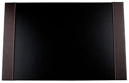 DELMON VARONE - Personalisierbare Schreibtischunterlage mit 2 Seitenfächer Premium Leder Soft Grain braun - Rutschfeste Schreibunterlage abwaschbar, Schreibtisch Unterlage als Mousepad, 64x42 cm