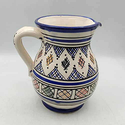 Generico La Maison Unique Brocca Caraffa Ceramica Terracotta Etnica Marocco Marocchina Lt. 1,0 Dipinta Mano 0302221007, MU0302221007