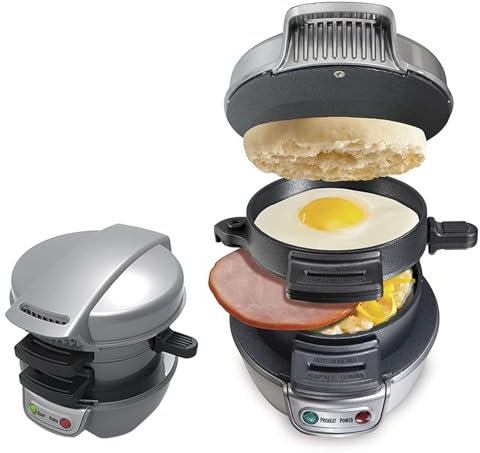 Hamburger machine, ham bread and omelette oven, steak barbecue electromechanical baking pan, Indicator Light And Audible Beep, Even Heating, for English Muffins