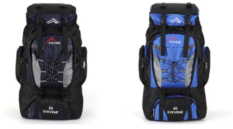 LYEAA Großer Rucksack für Outdoor-Sport, 80 l, mehrfarbig, verstellbar, Bergsteiger-Rucksack, Marineblau und Blau, 70