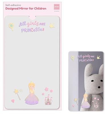 MYRO - Self-Adhesive Designed Mirror for Children – Wall-Mounted Shatterproof Acrylic Wall Mirror for Kids’ Bedroom, Nursery, School Locker & Playroom (Magical Princess)