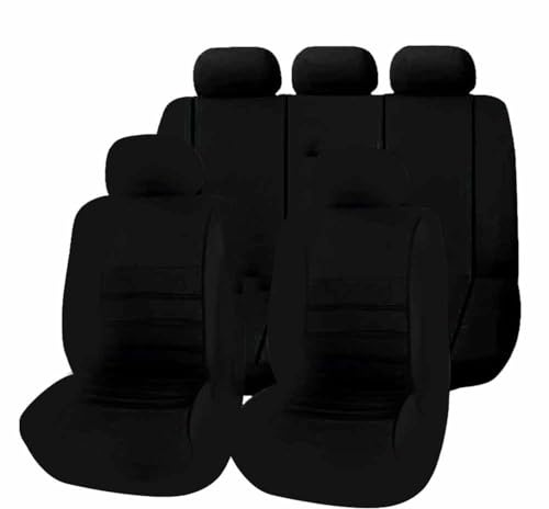 ZZYBD 9 Stück Auto Sitzbezüge Stoff Set für Hyundai Tucson 4.Gen (NX4) 2021 2022 2023 2024 2025 SWB, Allwetter Verschleißfest Atmungsaktiv Schonbezüge Autositz Innenraum,Black