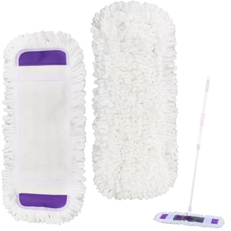 2 Stück Chenille Mikrofaser Bodenwischer Ersatzbezug zur Mopp-Klapphalter | 50cm Mikrofaserbezug Set Wasseraufnahme Wischmopp Bezug Nass/Trocken Reinigung Ideal für alle Hartböden