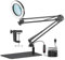 DEESOSPRO Lampada con Lente d'Ingrandimento 10X e Lente HD | 3 Temperature Colore, Braccio Orientabile 360°, Morsetto Metallico e Base | Lampada da Lettura con Lente per Leggere, Fai da Te, Manicure
