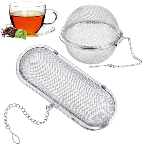 Gewürzei,Gewürzsieb zum Mitkochen,Edelstahl Tee Sieb,Feinmaschiger Tee Ei mit Kette für losen und Mulling Gewürze, Gewürzkugel Zum Mitkochen Gewürzbeutel losen und Mulling Gewürze (weiß silber)