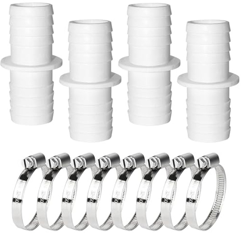 Spetsbst 4 Pool Schlauchverbinder 32mm auf 32mm Poolschlauch Verbinder | Poolschlauch Adapter mit 4 Edelstahl Schlauchschellen