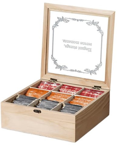 Scatola Porta Tè in Legno Organizzatore Bustine Da Tè