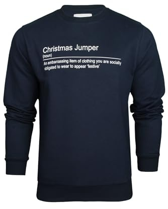 Xact Men's Christmas Jumper - Novelty Funny Ironic Slogan Sweatshirt, Anti Xmas Sweater, Crew Neck Festive Pullover - Christmas Jumper Noun - Navy - XL