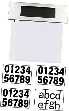 HOMSFOU Numéro De Maison Solaire Étanche Blanc Led Extérieur Adresse Lumineuse Avec Panneau Photovoltaïque Pour Visibilité Nocturne