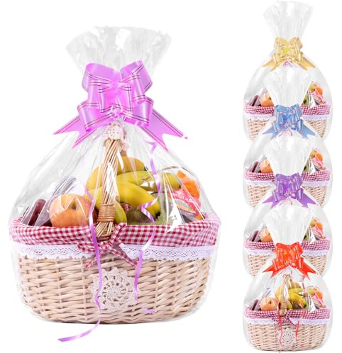 LUCKNIGHT 22 Pezzi Sacchetti di Cellophane Grandi, Cellophane Wrap per Regali, Carta Trasparente per Confezioni, Sacchetto Regalo Grande Trasparente con Chiusura a Strappo - per Regali, Cesti, Fiori