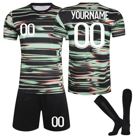 Generisch Portugal Personalisiert Fußball Trikot mit Eigenem Namen/Nummer, Fussball Trikot Shorts Socken Komplettset für Herren/Kinder