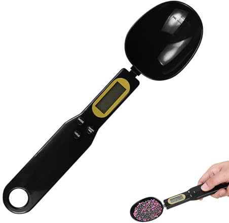 Digital Measuring Spoon, Weighing Spoon Scale, 500g / 0.1g High Precision Electronic Kitchen Spoon with LCD Display for Cooking Baking Food Ingredients Pet Dog Cat Meal Powder Liquid (black)