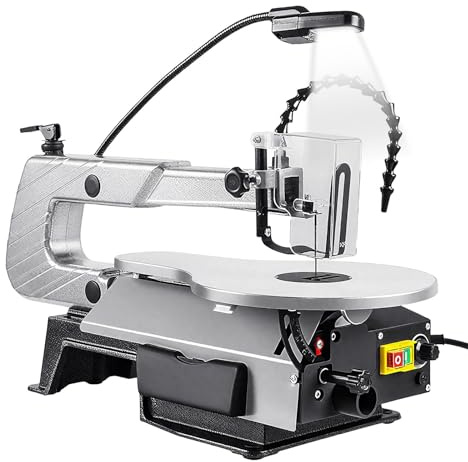 Sushangmao Sega A Traforo A velocità Variabile da 16 Pollici/Sega A Traforo per Lavorazione del Legno | Altezza di Taglio 5,7 Cm (2,2) | Sostituzione della Lama Senza Attrezzi