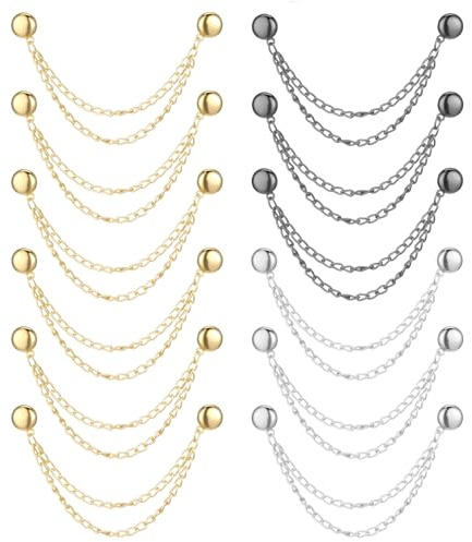 Metal Magnetic Button Clips 12 pcs Magnet Clothing Pins with Chain Hijab Magnets Chain Valentine's Day Pinless Brooch Magnetic Closure Button for Cardigan Shawl Hijab Clothes Long Pants Legs Sleeves