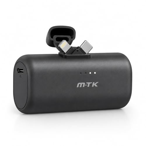 Nano Power Bank, 5000mAh Mini Ultra-Compact Portable Charger with Built-In Connectors For iPhone, Samsung, Pixel, Huawei, Xiaomi, Honor, Nokia, Oneplus, Kindle, LG, Sony