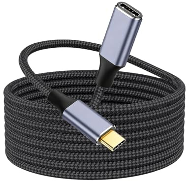 USB C Extension Cable 3M, USB 3.1/10Gbps 100W Type C to C 4K@60Hz Male To Female Fast Charge Extended Nylon Lead 4K 60Hz Video Display for MacBook iPad Pro Air Galaxy S25 S24 S23 iPhone 17 16 15