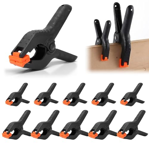 10Pcs Spring Clamps, Heavy-Duty Clamps for Woodwork Muslin Clamps Quick Grip, Heavy Duty Nylon Spring Clips, 3 inch Plastic Wood Clamps and 2 inch Market Spring Clamps, for DIY Project Photo Studios