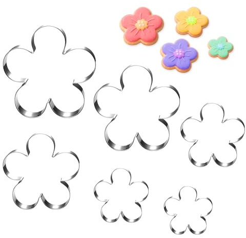 6 PCS Cortadores de Galletas Flores,Moldes para Galletas de Acero Inoxidable,SZMK Moldes Reposteria Primavera,Cookie Cutter,Molde de Pasteles Reutilizable,Cortadores de Pastelería para Pascua, Bodas