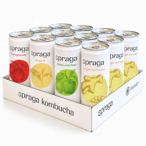 Spraga Kombucha Drink Mixed Flavour 330ml x12 - Organic, Unpasteurised, Probiotic Drink