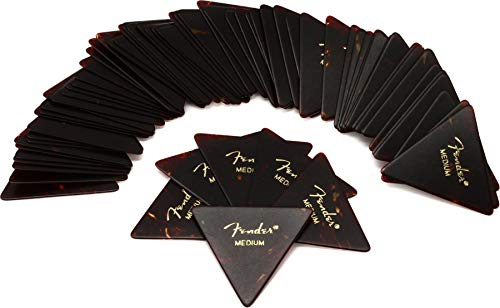 Fender 355 Sharp Triangle Shell Guitar Picks - 72-Pack - Medium for electric guitar, acoustic guitar, mandolin, and bass