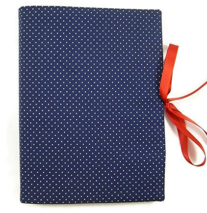 Sammelmappe DIN A5 - innen 20 Sichthüllen PÜNKTCHEN blau (rotes Band) bettina bruder®