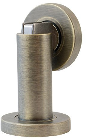 Stoppwerk Türfeststeller Magnetisch - Matt, Antik Optik Türhalter inkl. Material zur Montage für Boden oder Wand - ø5cm H:8,4cm - Türfeststeller