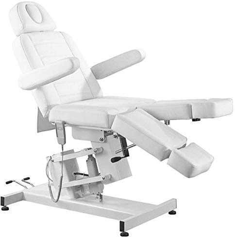 Activeshop Azzurro 706 Pedi Kosmetikliege Massageliege Massagetisch Massagestuhl Weiss bis 200 kg belastbar Premium-PU-Leder mit 1 motoren 186 x 58 x (62,5-84,5) cm (L x W x H)