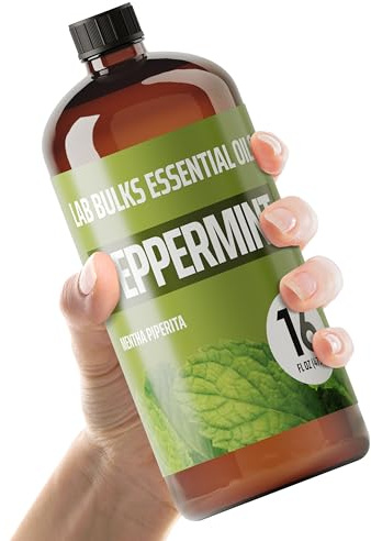Lab Bulks Essential Oil Peppermint Essential Oil, 16 oz Bottle for Diffusers, House Cleaning, Candles, 1 Pack, Aromatherapy Oil